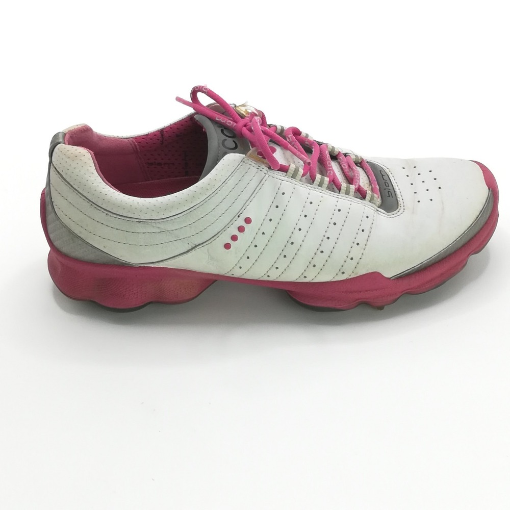 Ecco Shoes Womens Golf Cleats Biom White Pink Yak Leather Natural Motion 41